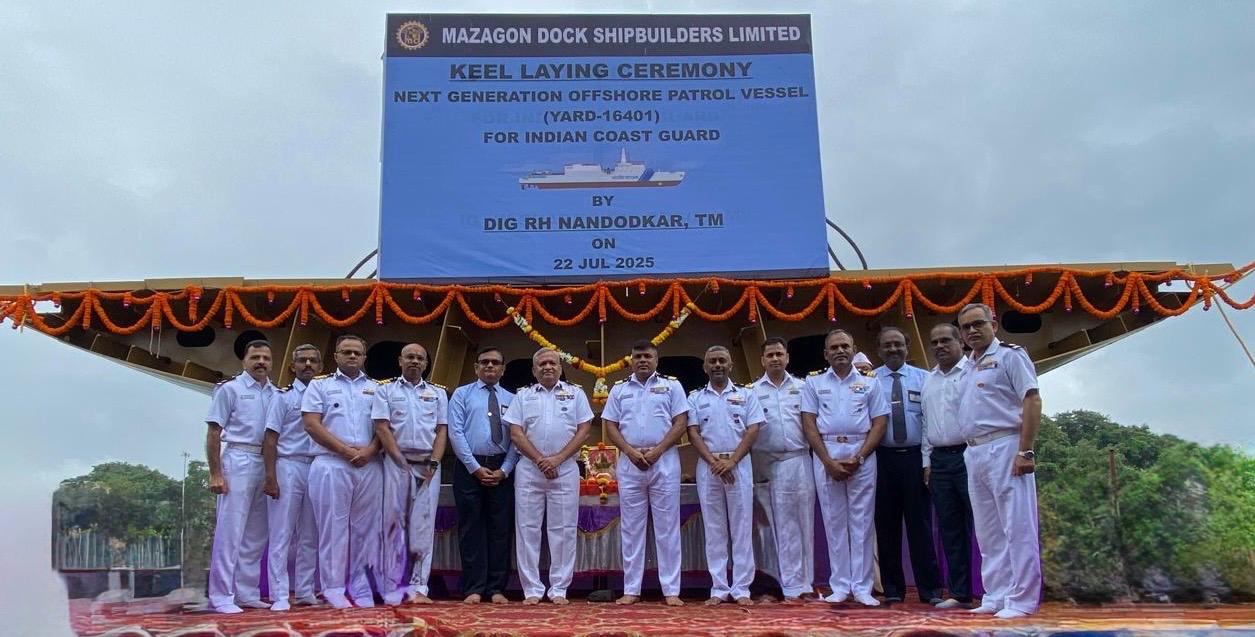 Keel Laid for First Next Generation Offshore Patrol Vessel of ICG at MDL Mumbai
