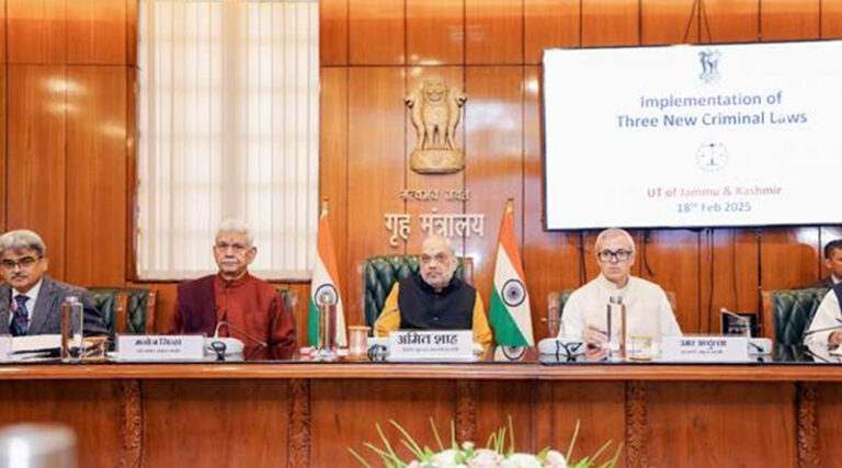 Amit Shah Review implementation of three new criminal laws with Lt Gov. & CM, J&K