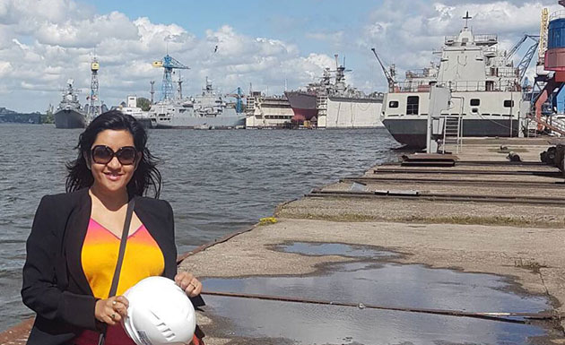 Russian frigate Gregorovich, 4th of the class, at the Yantar Shipyard in Kaliningrad. Executive editor Ghazala Wahab is among the first Indian journalists invited to Yantar