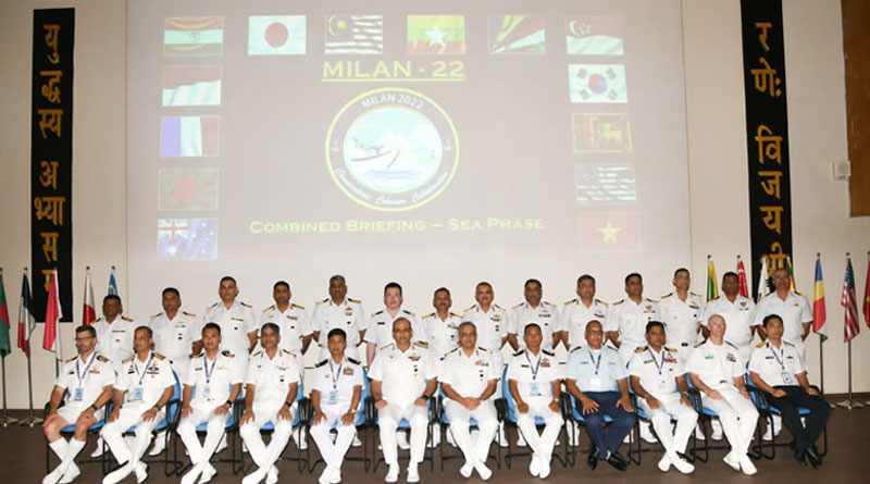 RAdm Sanjay Bhalla FOCEF with Sr Officers CO planning team during Combined Pre Sail Briefing