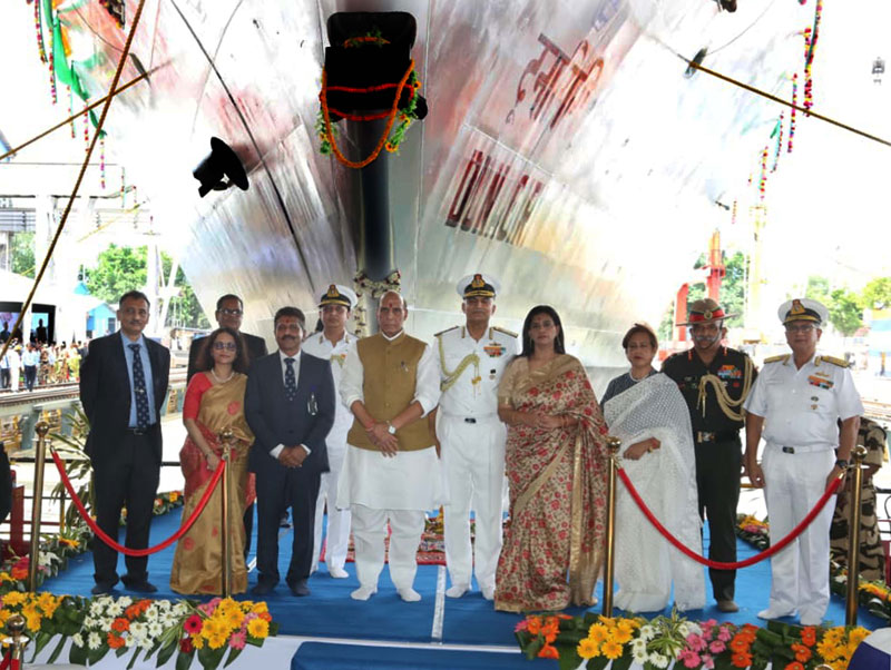 Defence Minister Launches Stealth Frigate Dunagiri