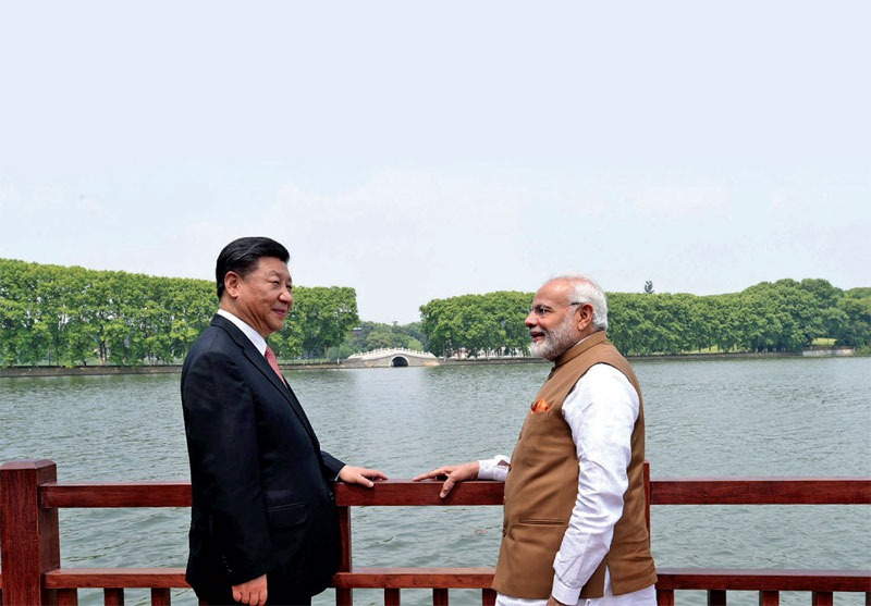 Modi with Chinese President Xi Jinping in Wuhan, China in 2018