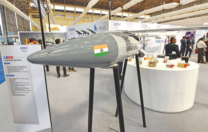 A view of Adani Defence & Aerospace stand at Aero India 2023