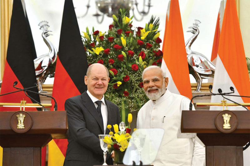Modi with German Chancellor OlafScholz in Delhi for the G-20 meeting