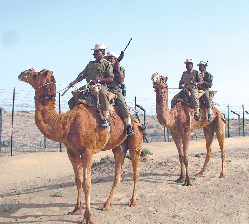  BSF personnel using camels in deserts