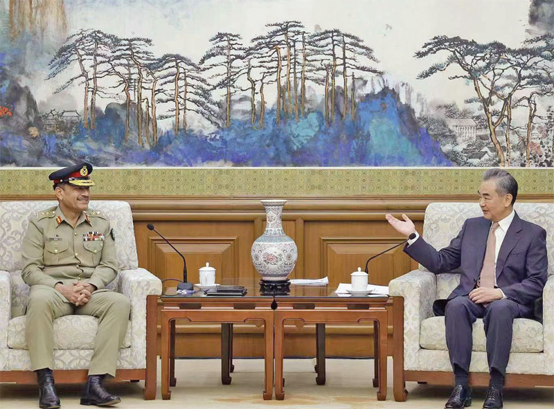 Pakistani Chief of Army Staff General Syed Asim Munir with Chinese top diplomat Wang Yi