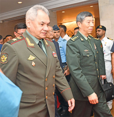 Russian and Chinese defence ministers Sergei Shoigu and Li Shangfu