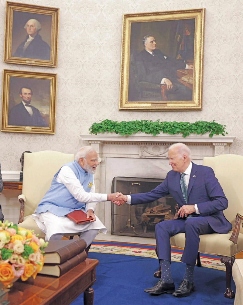 President Biden welcoming Prime Minister Modi at the Oval Office