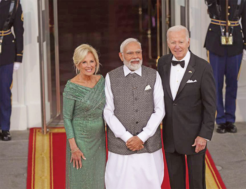 US President Joe Biden and First Lady Jill Biden welcoming Modi