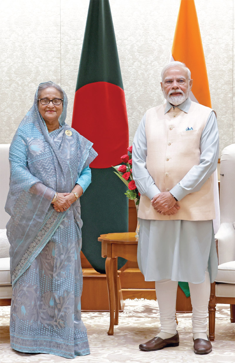 PM Modi with the Prime Minister of Bangladesh Sheikh Hasina