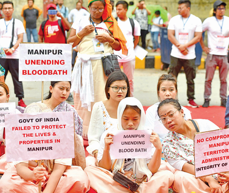 People from Manipur stage a protest