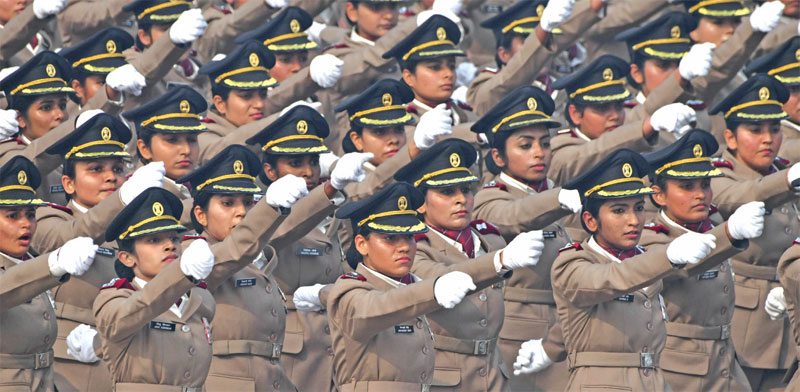 Women personnel of Armed Forces Medical Services at Army Day Parade