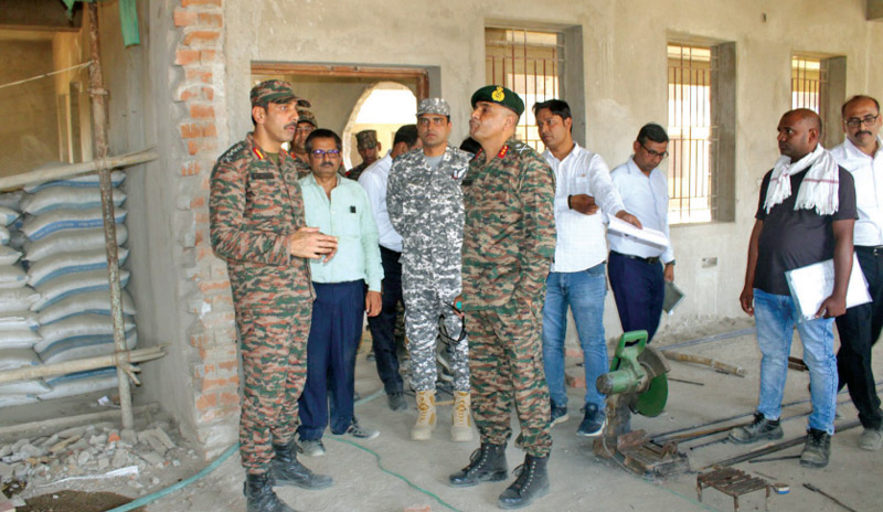 GOC J&B, Sub Area Maj. Gen. Bharat Mehtani inspecting the construction ofpermanent campus of Sainik School Gopalganj at Sipaya